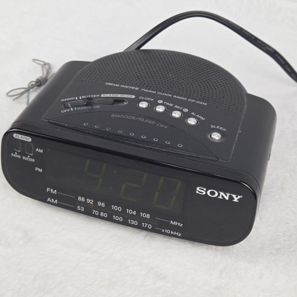 Sony Dream Machine ICF-C212 FM AM Clock Radio Alarm Snooze Tested Working